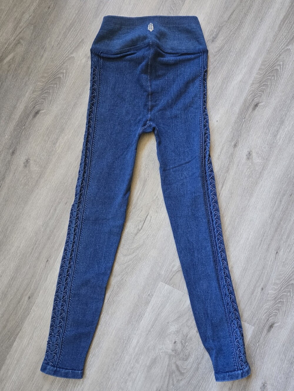 FP Movement Seamless Blue Leggings With Side Lace Insets